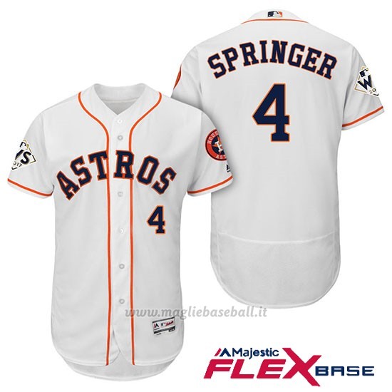 Maglia Baseball Uomo Houston Astros 2017 World Series George Springer Bianco Flex Base